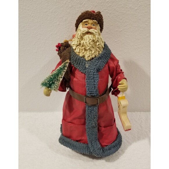 Vtg Clothtique Possible Dreams Father Christmas w Wooden Boot Santa 10" tall - Picture 1 of 8
